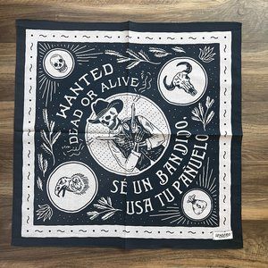 NEW Ltd Ed Sendero Western bandana w/cowboy skeleton Day of Dead banner 23"x23"